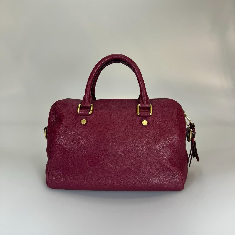 LV M40827 酒紅皮革壓紋SPEEDY25肩背包-1