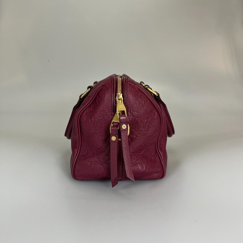 LV M40827 酒紅皮革壓紋SPEEDY25肩背包-3