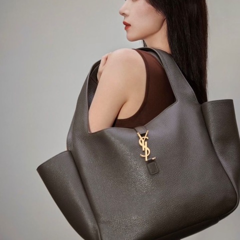 YSL BEA系列深栗色金扣托特包32*27*15 全新閒置配件塵袋