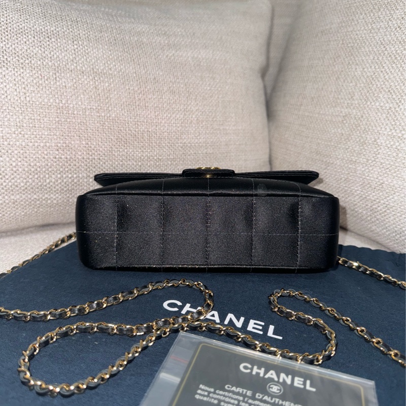 新上架❤️‍🔥藏家級🖤Chanel Vintage🖤山茶花黑色緞面冰格CF小包/香奈兒山茶花cf-4
