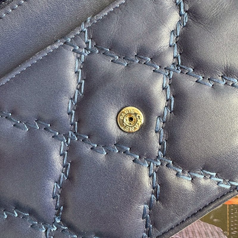 😍特殊色 Chanel 藍莓色大雙C羊皮菱格紋WOC-9