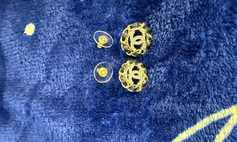 Chanel 香奈兒皮穿鏈雙C耳環 皮穿雙C耳釘-6