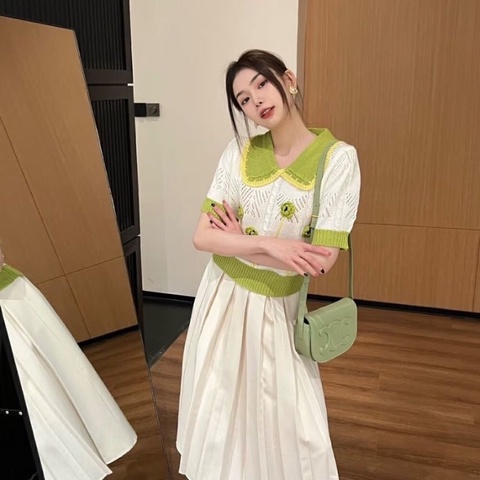 CELINE FOLCO酪梨綠凱旋門磁吸扣斜背包19*15*7 98新配件塵袋