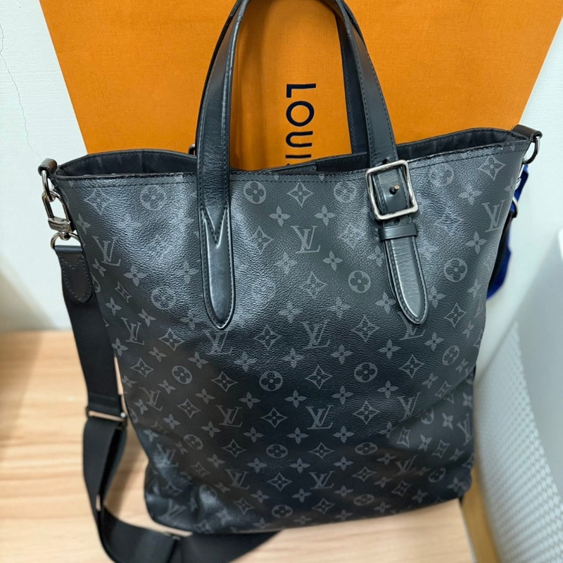 Lv黑色老花商務手提/肩背/托特包-1