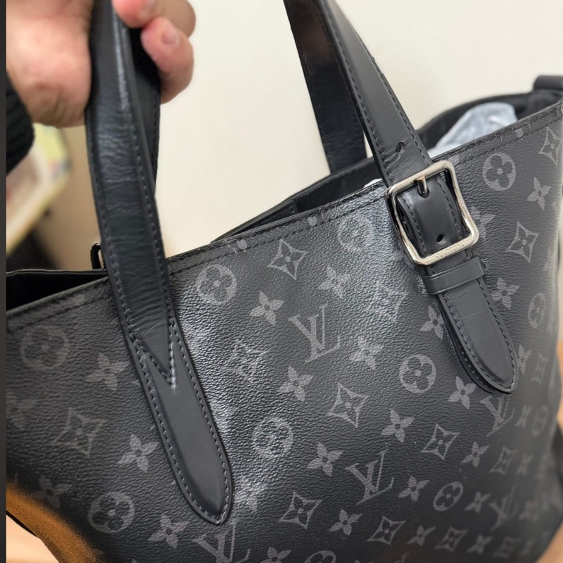 Lv黑色老花商務手提/肩背/托特包-5