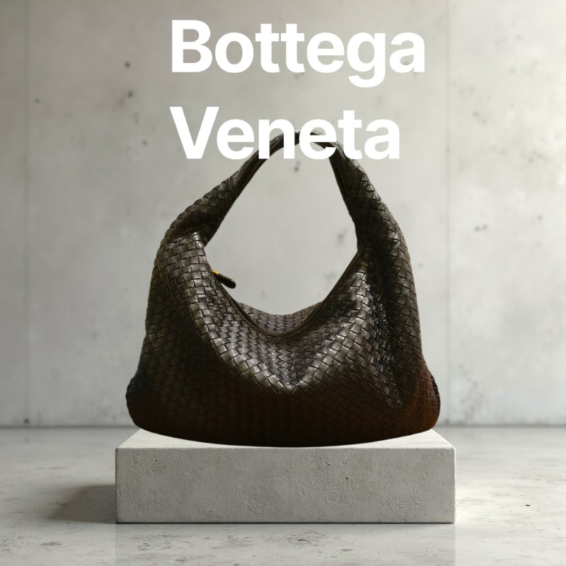 【8成新】㊣✨Bottega Veneta ✨寶緹嘉 BV Hop Bag 羊皮 黑色 編織 手提包 肩背包 腋下包 月牙包 /二手包/二手精品/保證正品🌳二手樹屋🌳-0