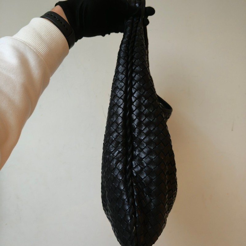 【8成新】㊣✨Bottega Veneta ✨寶緹嘉 BV Hop Bag 羊皮 黑色 編織 手提包 肩背包 腋下包 月牙包 /二手包/二手精品/保證正品🌳二手樹屋🌳-5