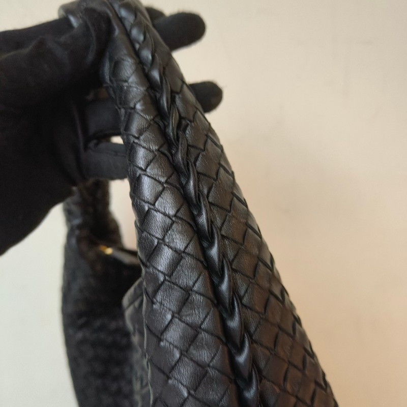 【8成新】㊣✨Bottega Veneta ✨寶緹嘉 BV Hop Bag 羊皮 黑色 編織 手提包 肩背包 腋下包 月牙包 /二手包/二手精品/保證正品🌳二手樹屋🌳-15