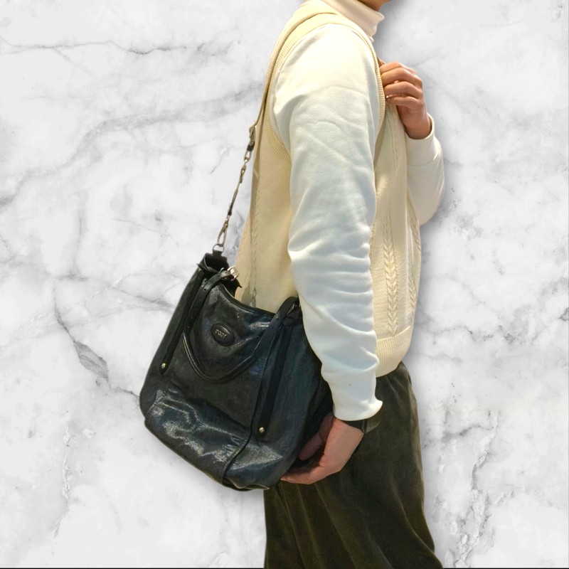 ㊣✨TOD'S✨陶德斯(附盒子) 牛仔藍 皮革 輕量 多背法 手提包 斜背包 肩背包 斜背包/二手包/二手精品/保證正品-68