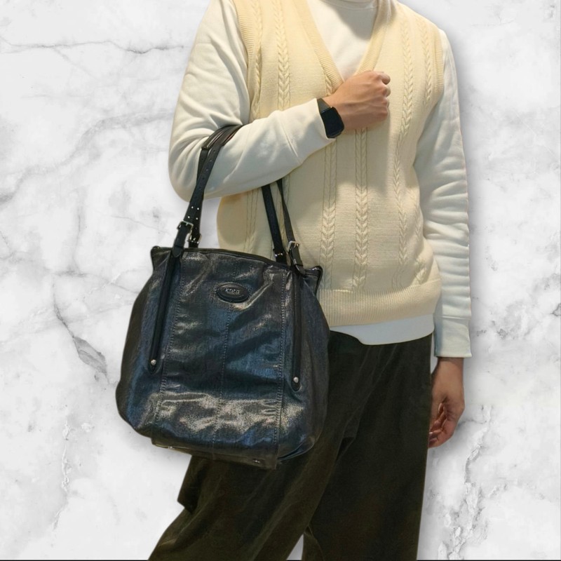 ㊣✨TOD'S✨陶德斯(附盒子) 牛仔藍 皮革 輕量 多背法 手提包 斜背包 肩背包 斜背包/二手包/二手精品/保證正品-69