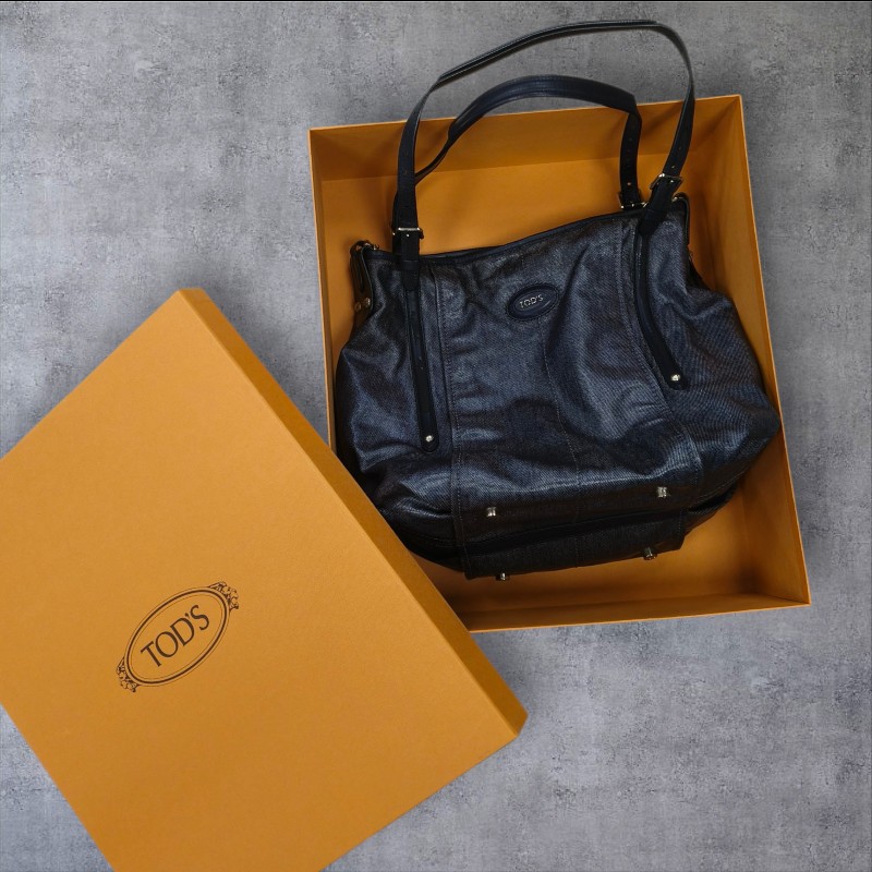㊣✨TOD'S✨陶德斯(附盒子) 牛仔藍 皮革 輕量 多背法 手提包 斜背包 肩背包 斜背包/二手包/二手精品/保證正品-1