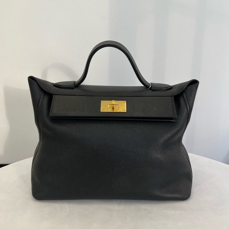 Hermes愛馬仕2424 黑金手提包 袁詠儀同款-0