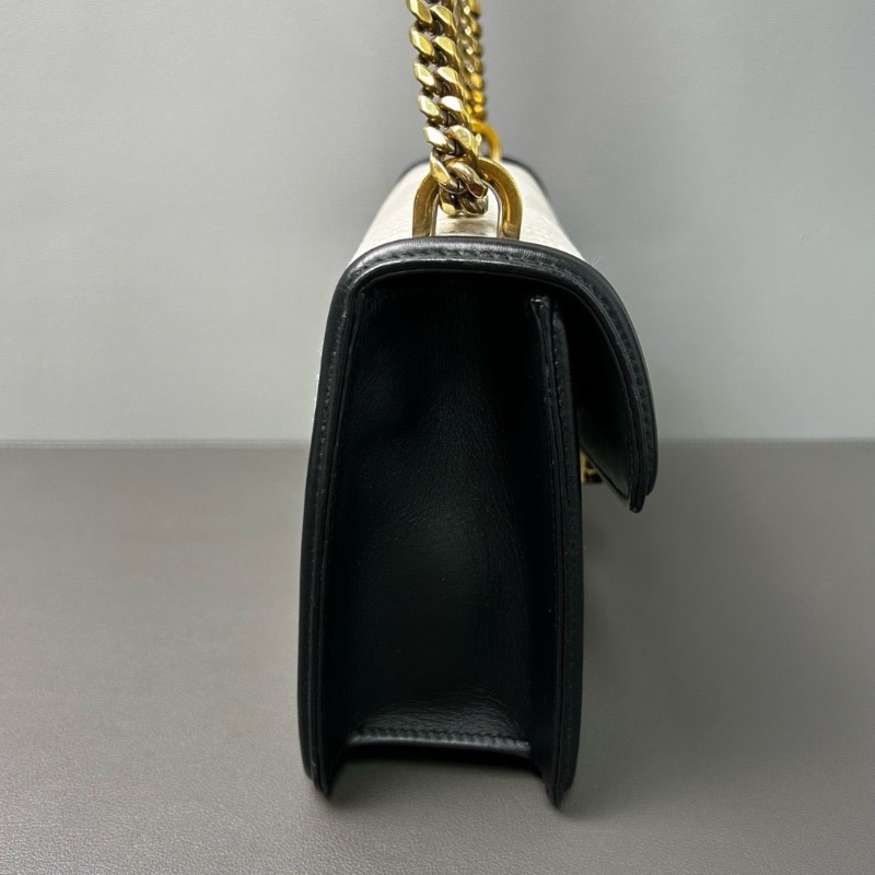 Bvlgari 白色黑蛇頭風琴包 24*16*7 98新配件塵袋保卡鏡子-5