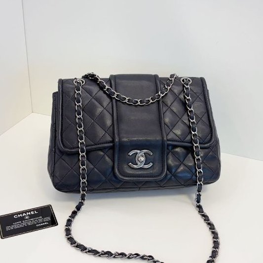 香奈兒/Chanel 黑銀季節CF 元寶機場鏈條包-0