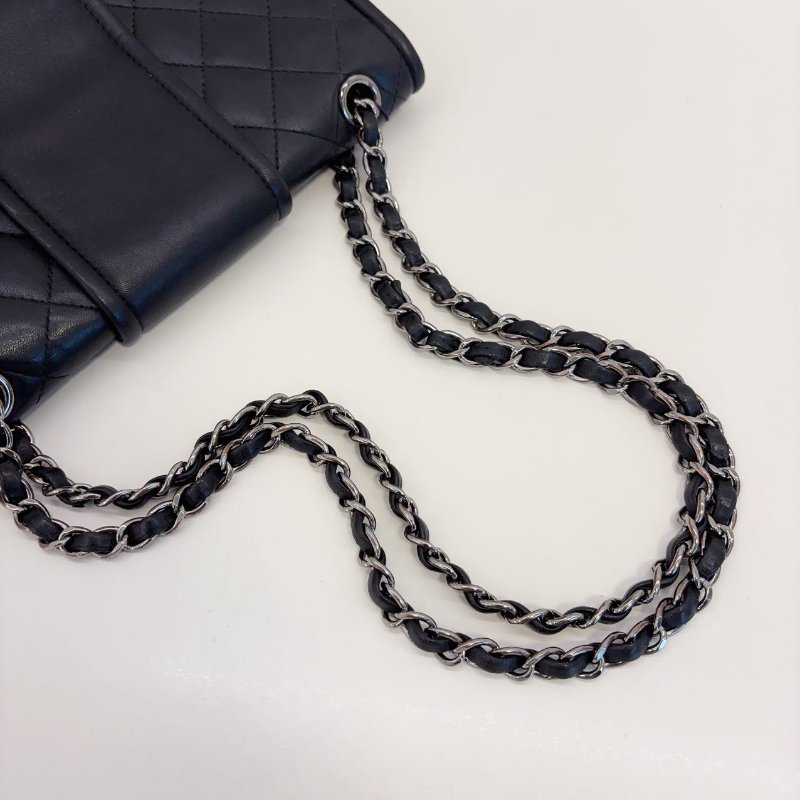 香奈兒/Chanel 黑銀季節CF 元寶機場鏈條包-8