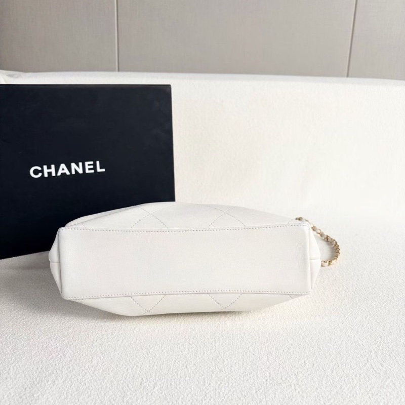 Chanel滾邊鏈條托特包 白金 牛皮25*22*7 99新配件盒子塵袋保卡購證-3