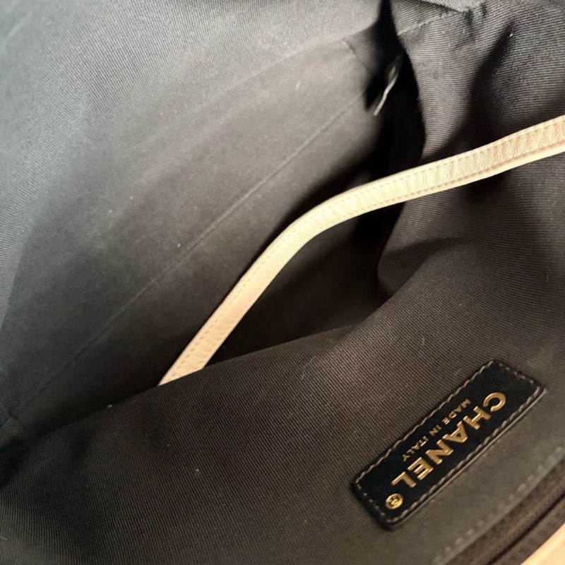 Chanel滾邊鏈條托特包 白金 牛皮25*22*7 99新配件盒子塵袋保卡購證-4