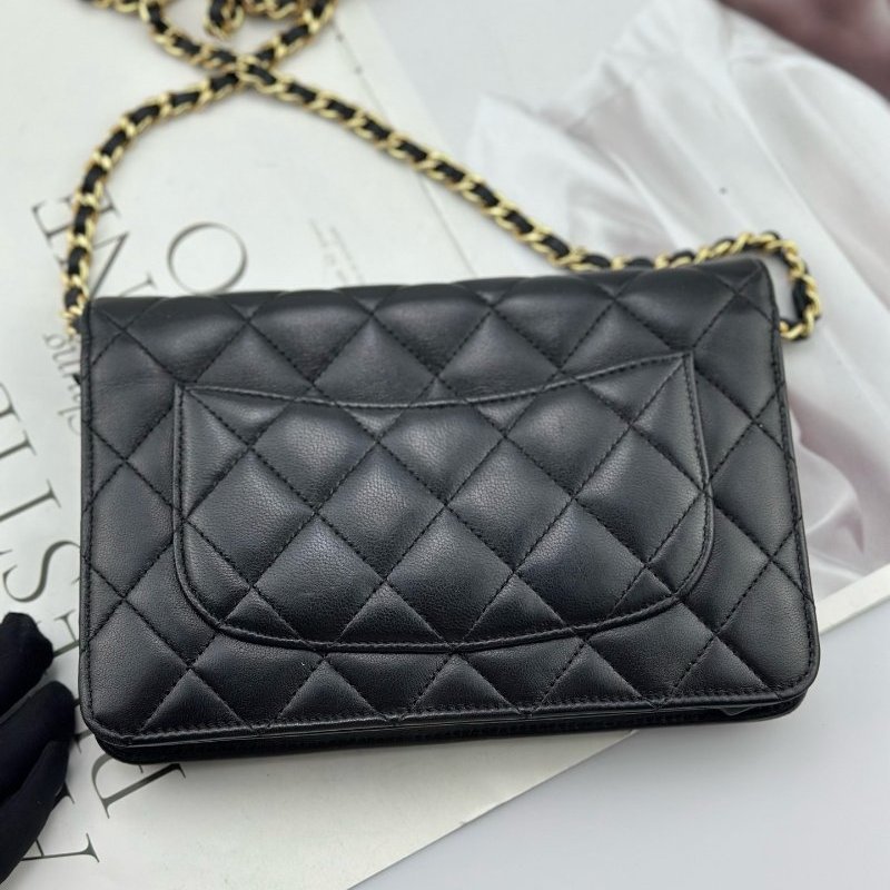 香奈兒/Chanel 黑金髮財WOC 羊皮鏈條包-1