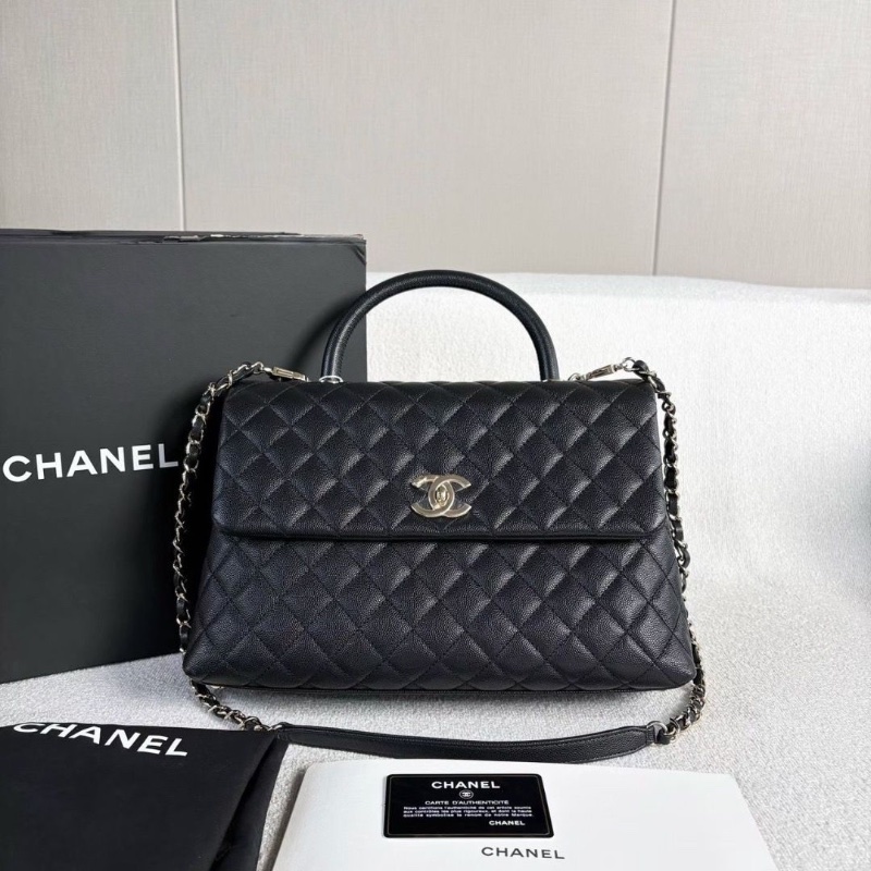 Chanel cocohandle黑金斜背包 荔枝皮 大號33*22*12 99新配件盒子塵袋保卡-2