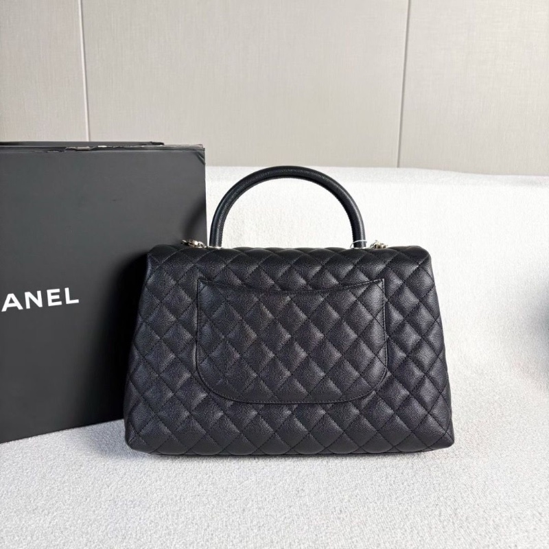 Chanel cocohandle黑金斜背包 荔枝皮 大號33*22*12 99新配件盒子塵袋保卡-3