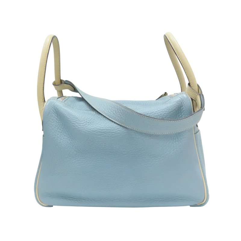 【再降價】藍/白色 Taurillon牛皮 Lindy 30 肩背包 □M刻 銀扣【HERMES 愛馬仕】 M刻印 Ciel/Parchemin-1