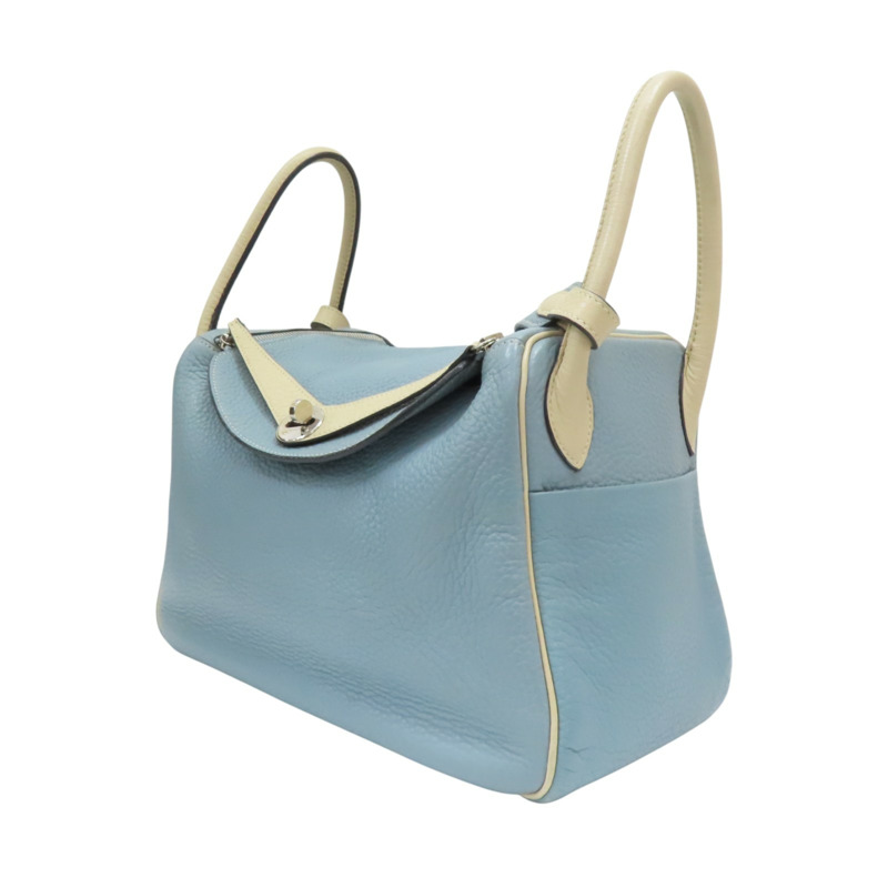 【再降價】藍/白色 Taurillon牛皮 Lindy 30 肩背包 □M刻 銀扣【HERMES 愛馬仕】 M刻印 Ciel/Parchemin-2