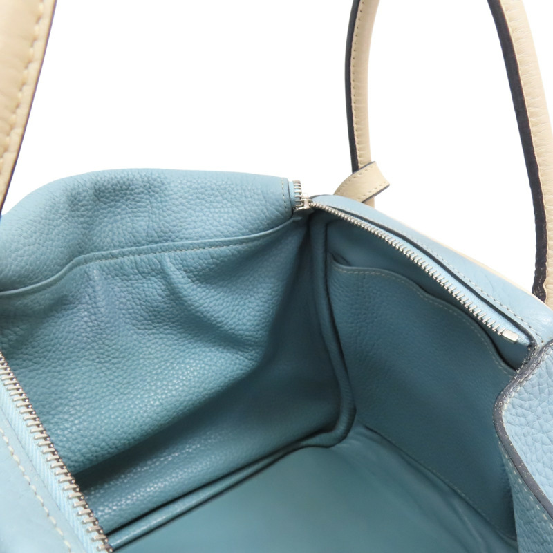 【再降價】藍/白色 Taurillon牛皮 Lindy 30 肩背包 □M刻 銀扣【HERMES 愛馬仕】 M刻印 Ciel/Parchemin-4