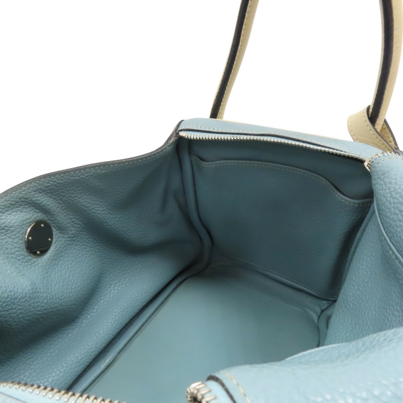 【再降價】藍/白色 Taurillon牛皮 Lindy 30 肩背包 □M刻 銀扣【HERMES 愛馬仕】 M刻印 Ciel/Parchemin-5