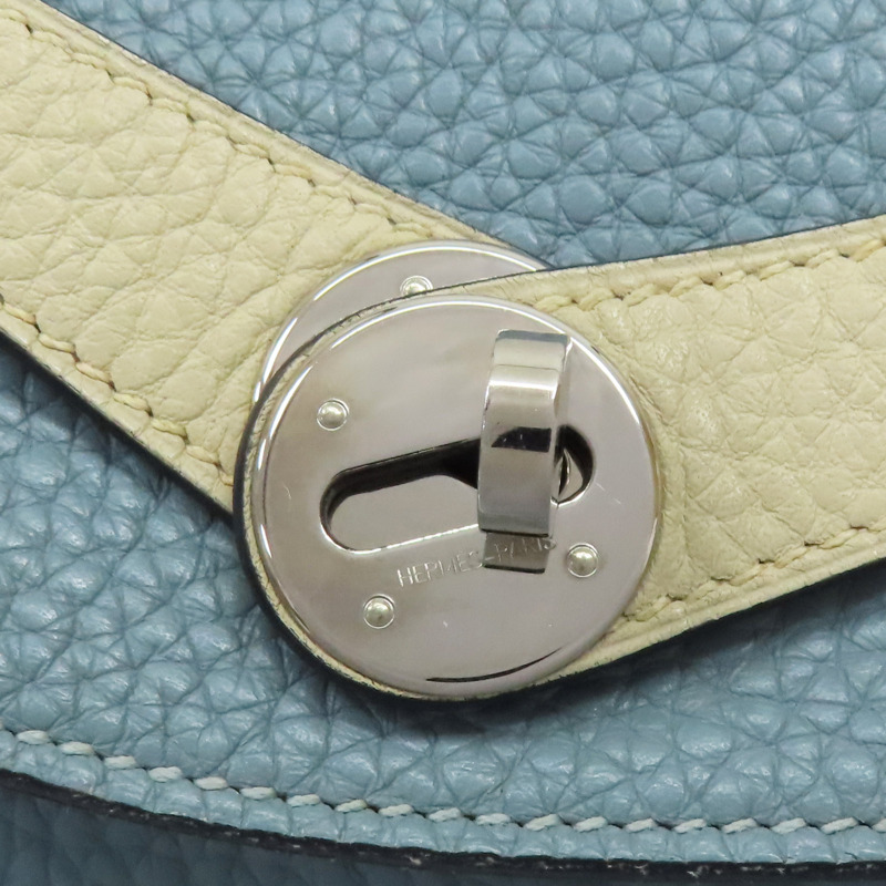 【再降價】藍/白色 Taurillon牛皮 Lindy 30 肩背包 □M刻 銀扣【HERMES 愛馬仕】 M刻印 Ciel/Parchemin-6
