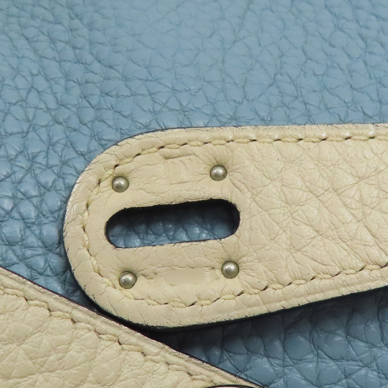 【再降價】藍/白色 Taurillon牛皮 Lindy 30 肩背包 □M刻 銀扣【HERMES 愛馬仕】 M刻印 Ciel/Parchemin-8