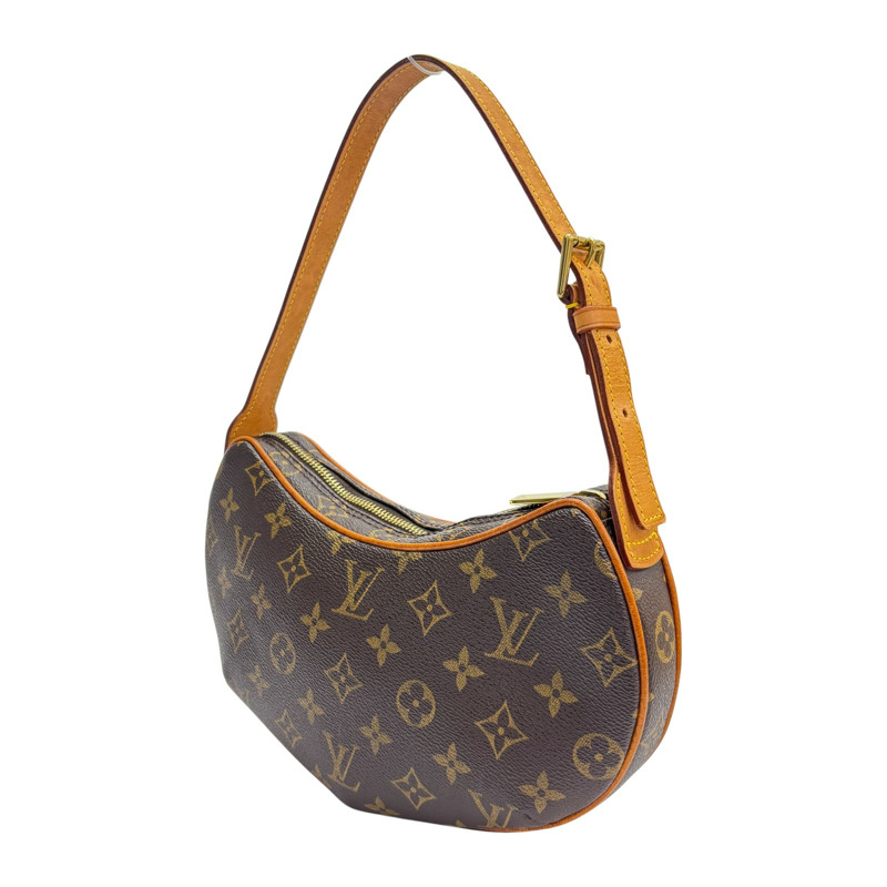 棕色 原花帆布 Pochette Croissant 肩背包 【LOUIS VUITTON LV 路易威登】 M51510-1