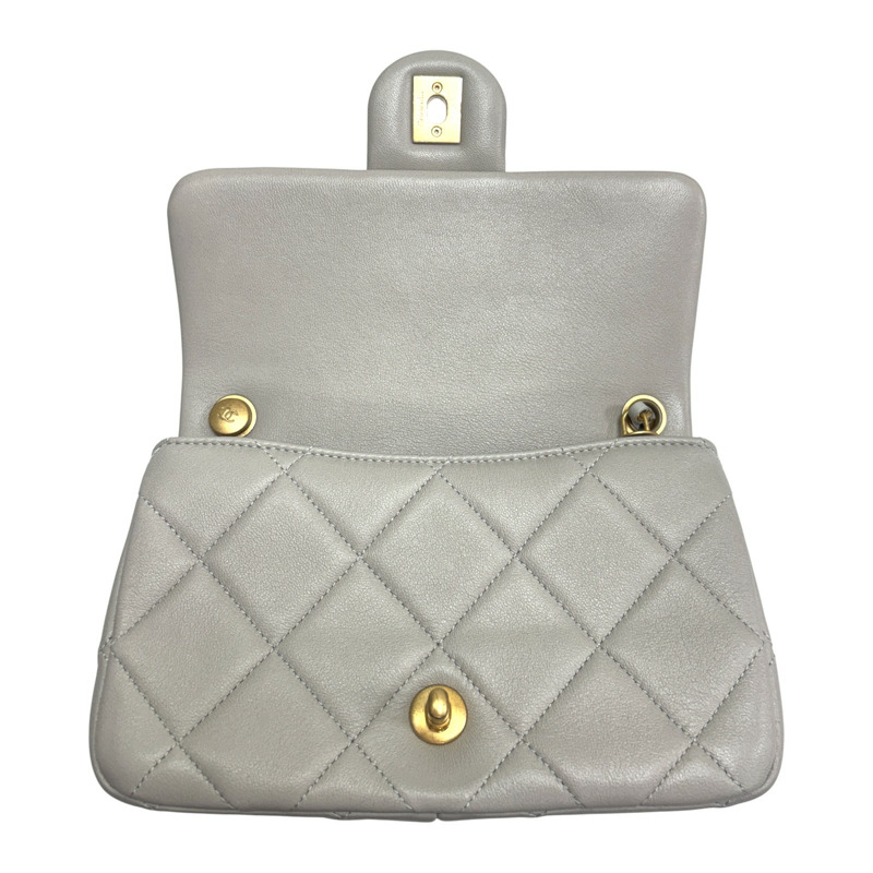 灰色 菱格紋 羊革 COCO 20 肩背包【CHANEL 香奈兒】 AS4861-4