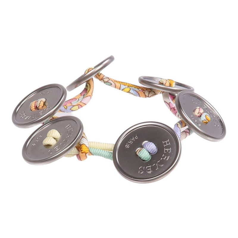 HERMES 絲質/金屬Petit H Button Bracelet手帶-1