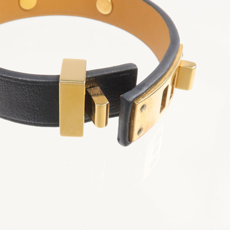 HERMES Swift皮革Mini Dog Bracelet金扣手帶Noir-5