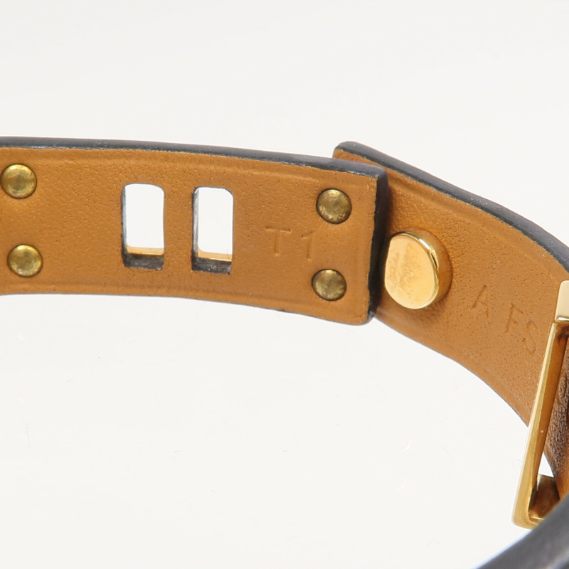 HERMES Swift皮革Mini Dog Bracelet金扣手帶Noir-8