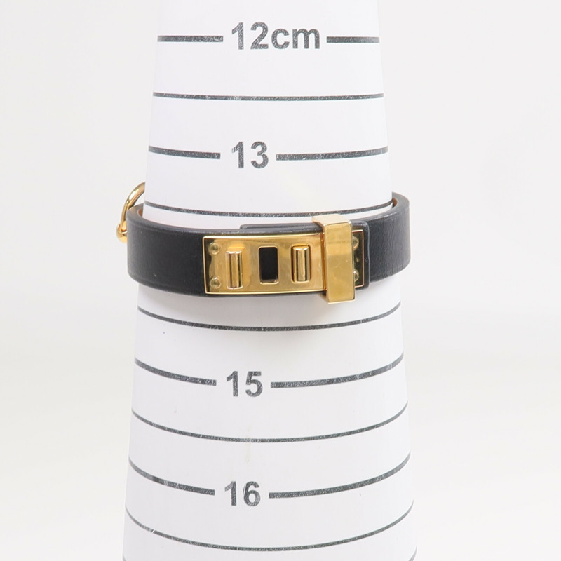 HERMES Swift皮革Mini Dog Bracelet金扣手帶Noir-12