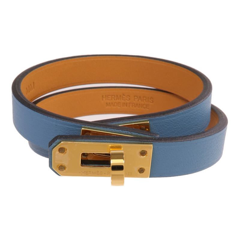 HERMES Swift皮革Mini Kelly Double Tour Bracelet金扣手帶-0