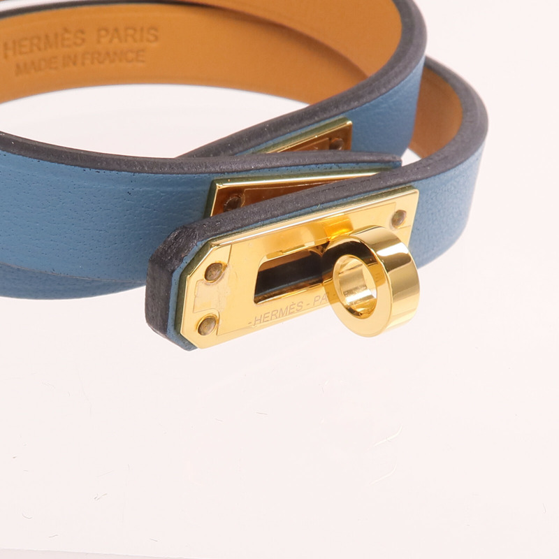 HERMES Swift皮革Mini Kelly Double Tour Bracelet金扣手帶-4