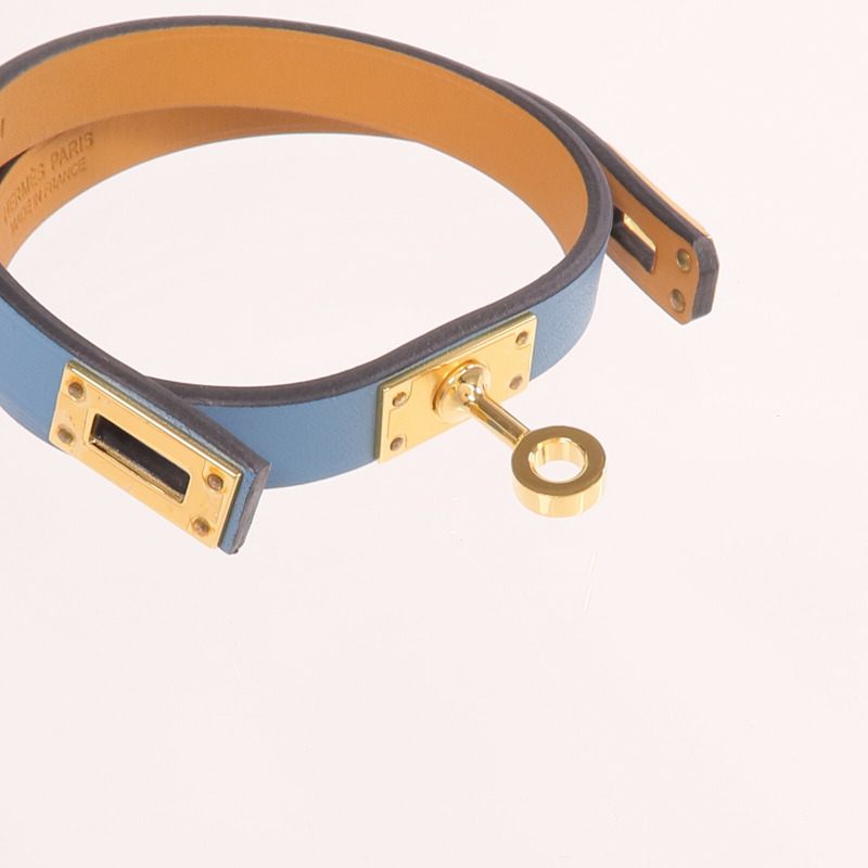 HERMES Swift皮革Mini Kelly Double Tour Bracelet金扣手帶-5