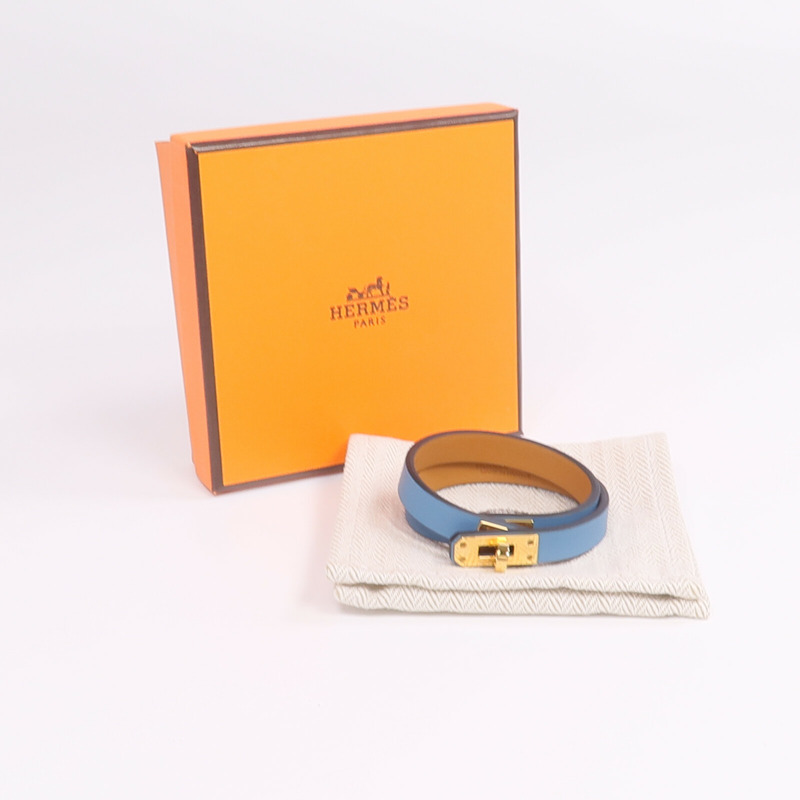 HERMES Swift皮革Mini Kelly Double Tour Bracelet金扣手帶-8