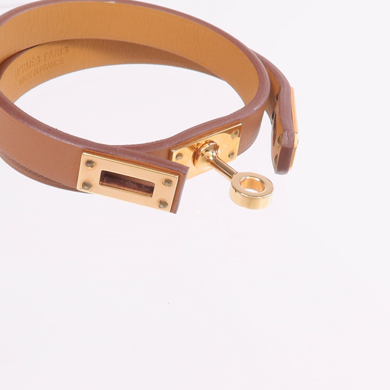 HERMES Swift皮革Mini Kelly Double Tour Bracelet金扣手帶-5