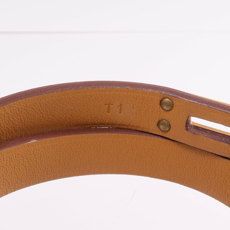 HERMES Swift皮革Mini Kelly Double Tour Bracelet金扣手帶-8
