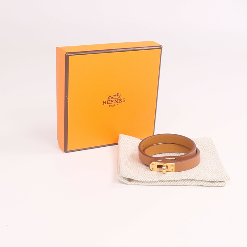 HERMES Swift皮革Mini Kelly Double Tour Bracelet金扣手帶-9