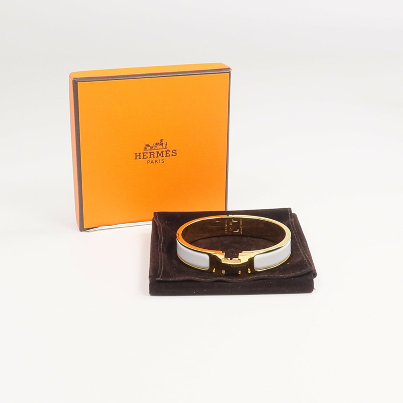 HERMES 金屬/琺瑯Clic H金扣手鐲-7