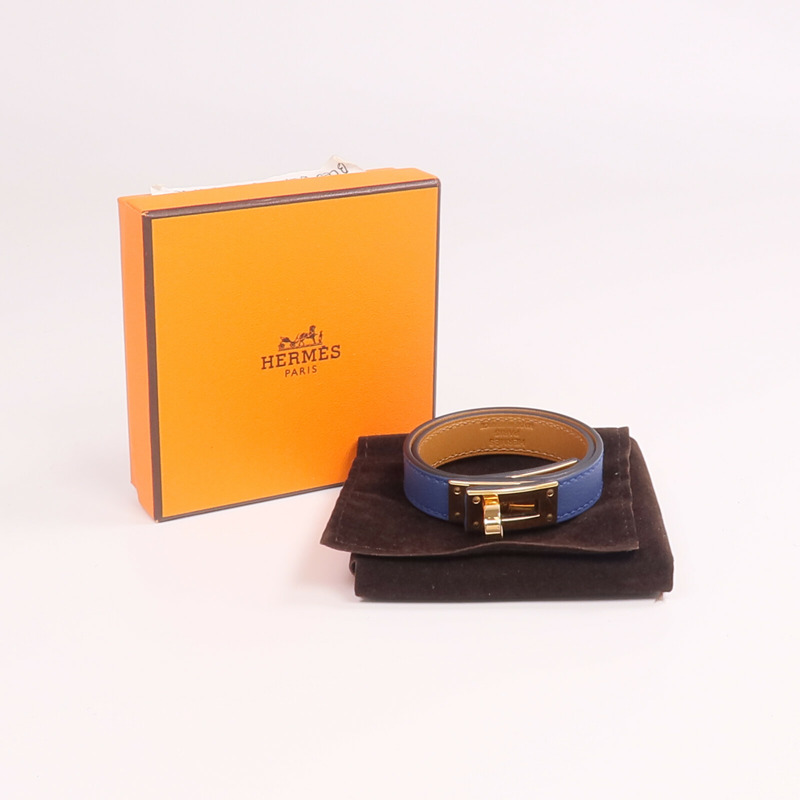 HERMES Swift皮革Kelly Double Tour Bracelet金扣手帶-10