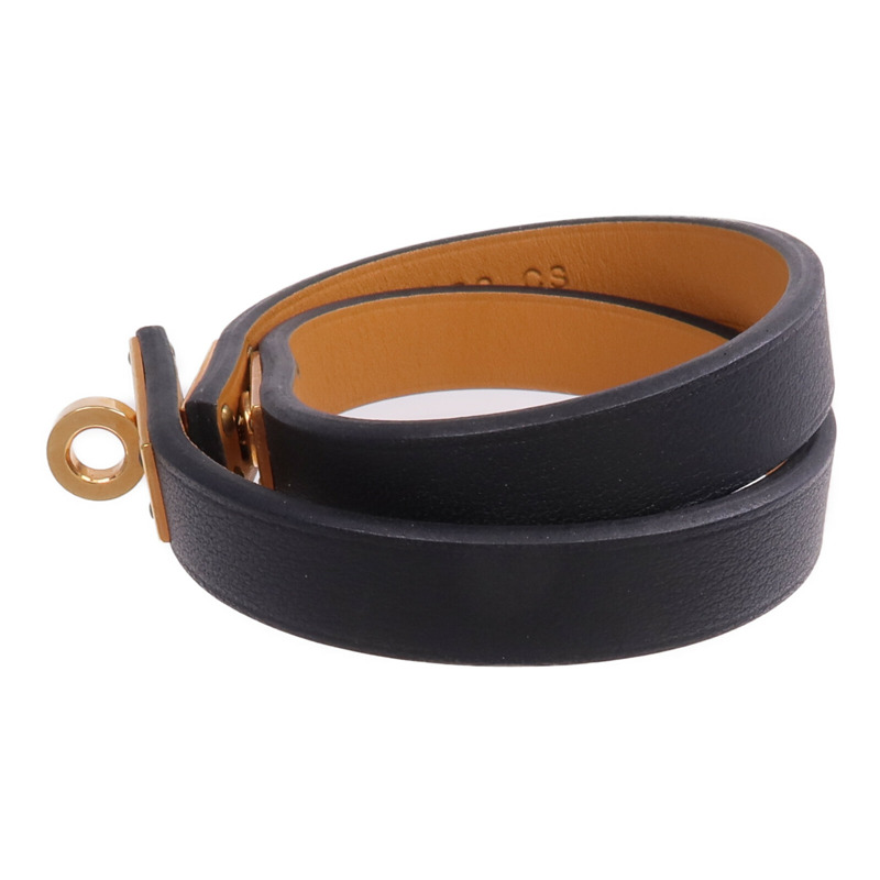 HERMES Swift皮革Mini Kelly Double Tour Bracelet金扣手帶Noir-1