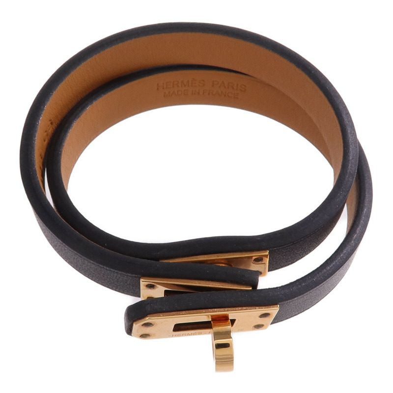 HERMES Swift皮革Mini Kelly Double Tour Bracelet金扣手帶Noir-3