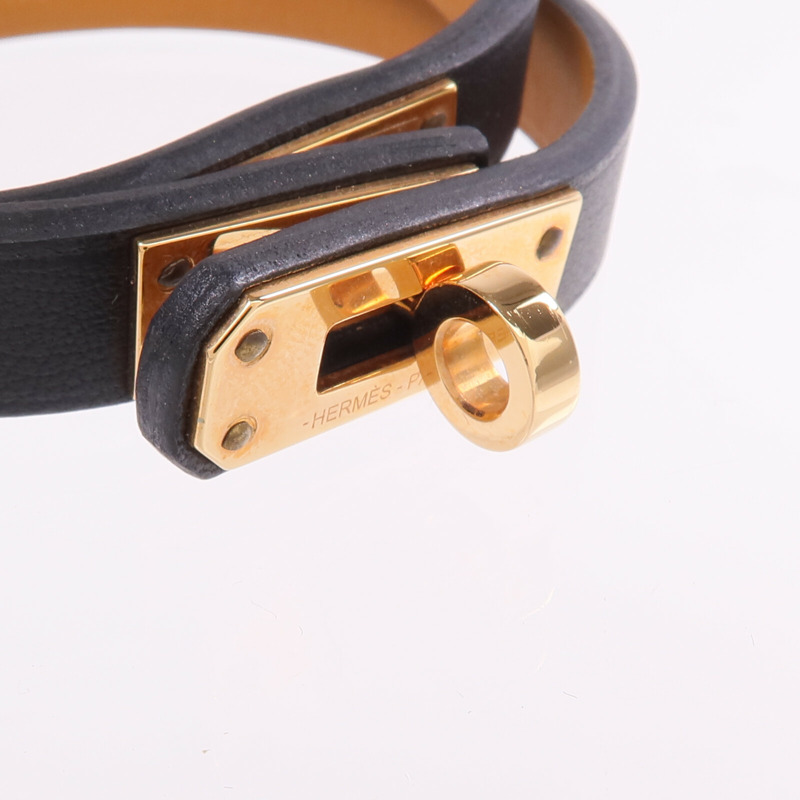 HERMES Swift皮革Mini Kelly Double Tour Bracelet金扣手帶Noir-4