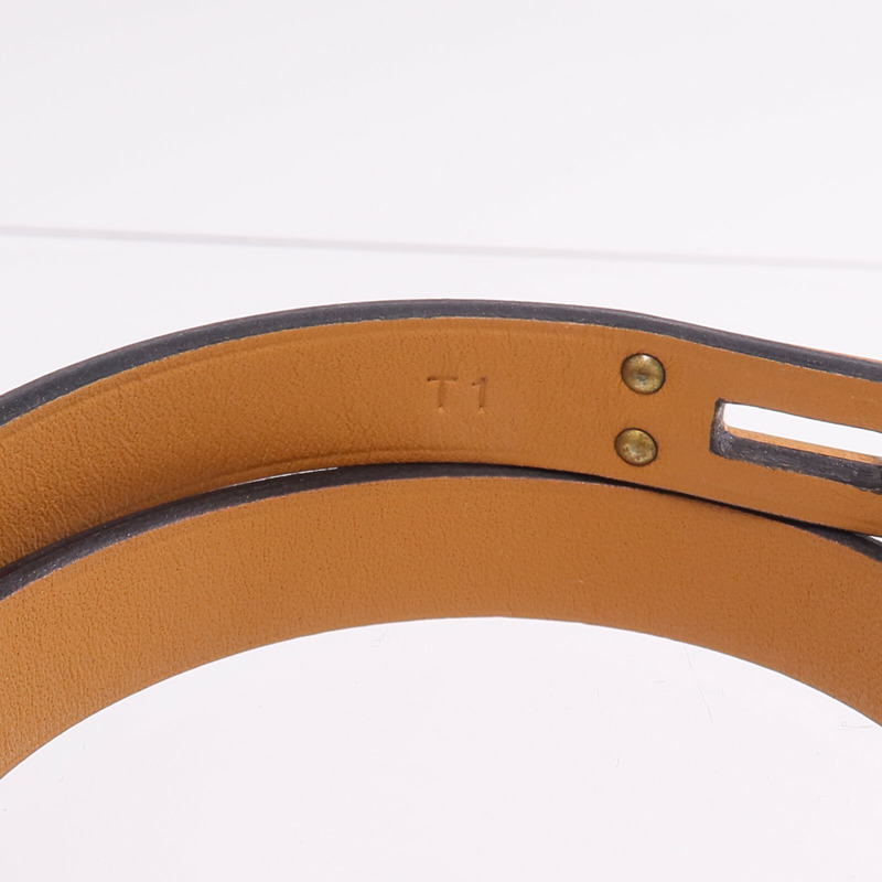HERMES Swift皮革Mini Kelly Double Tour Bracelet金扣手帶Noir-7