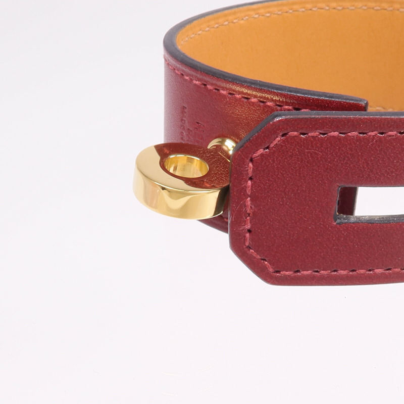 HERMES Box Calf皮革Hip Hop Bracelet金扣手帶-5